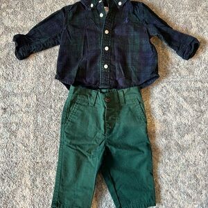Ralph Lauren baby pants & button down plaid shirt